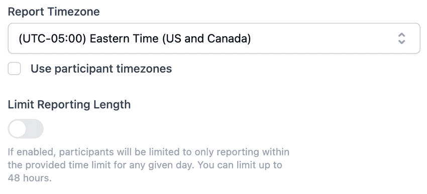 Timezone settings